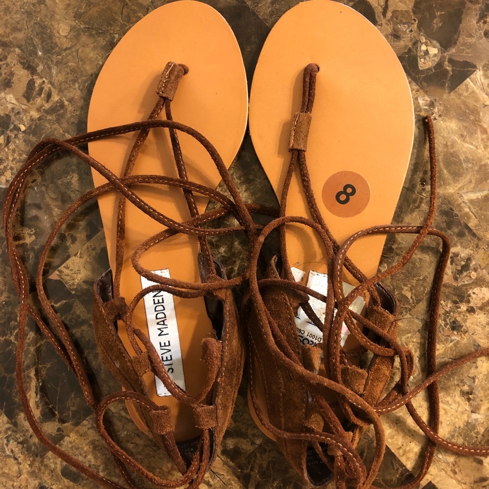 Steve Madden brown suede lace up sandals